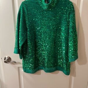 Zara Green Sequin Sweater NWT